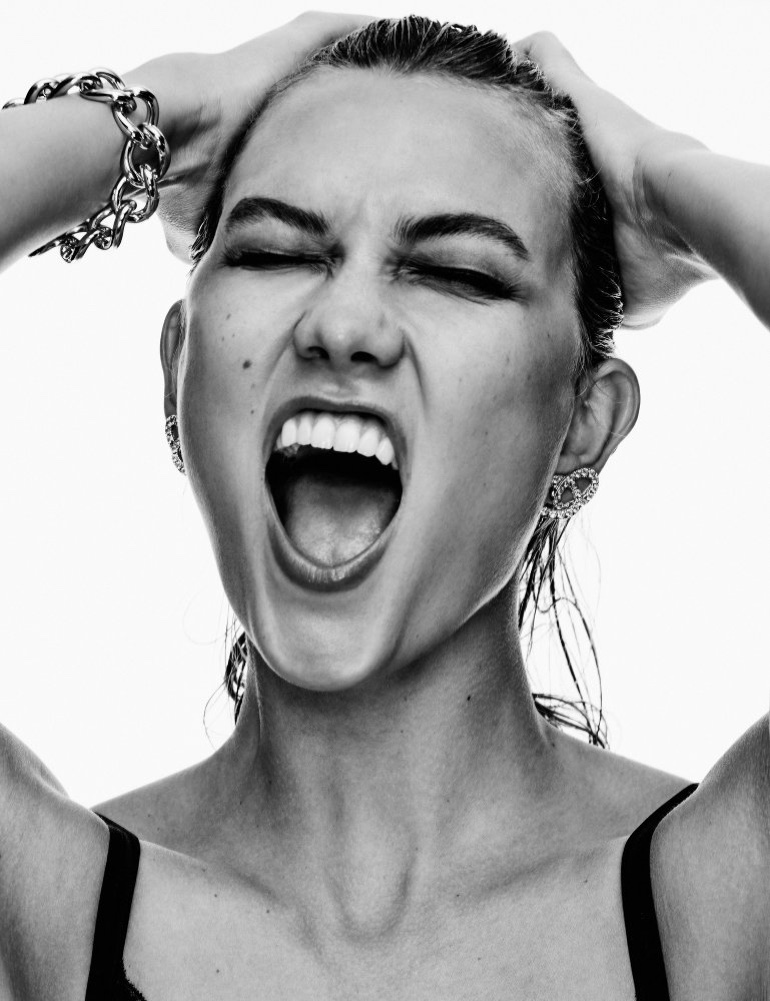 Karlie Kloss lets out a scream in this image