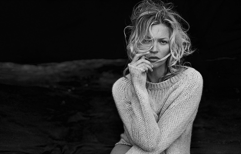 Supermodel Kate Moss wears Naked Cashmere Gigi sweater