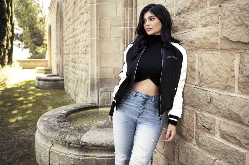 Kylie Jenner wears Kendall + Kylie bomber jacket