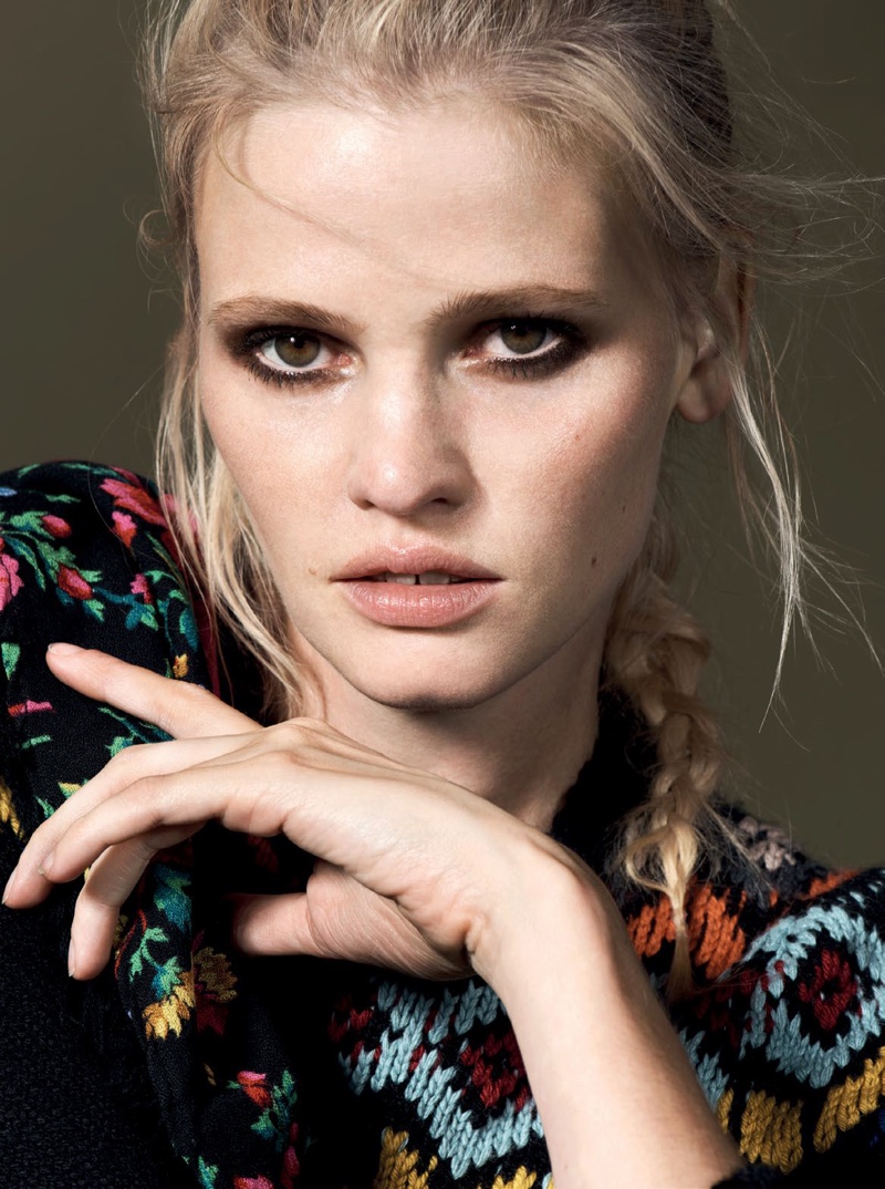 Lara Stone gets her closeup with braided hairstyle
