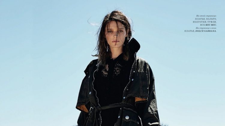 Leila Goldkuhl Wears Sleek Outerwear in BAZAAR Kazakhstan