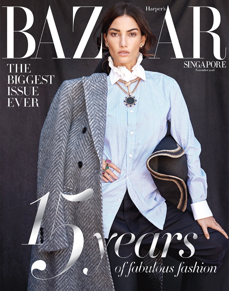 Lily Aldridge on Harper's Bazaar Singapore November 2016 Cover