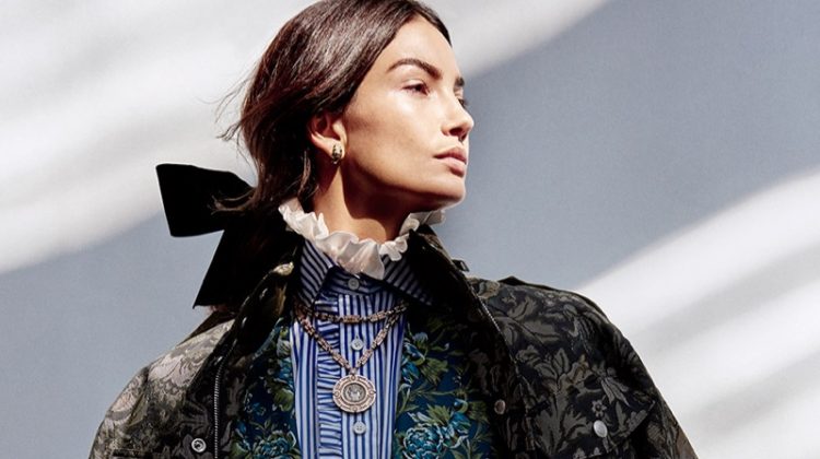 Lily Aldridge Channels Elizabethan Style in Burberry for Harper’s Bazaar Singapore