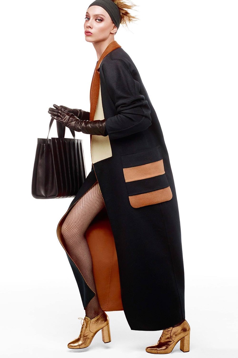 Clad in a long coat, Odette Pavlova appears in Max Mara’s fall campaign