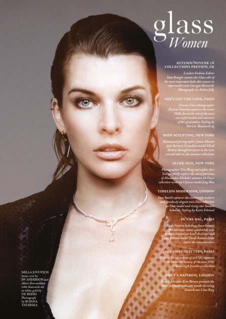 Milla Jovovich Poses in Sleek Looks for Glass Magazine