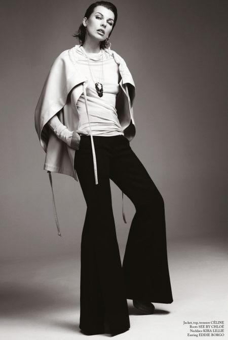 Milla Jovovich Poses in Sleek Looks for Glass Magazine