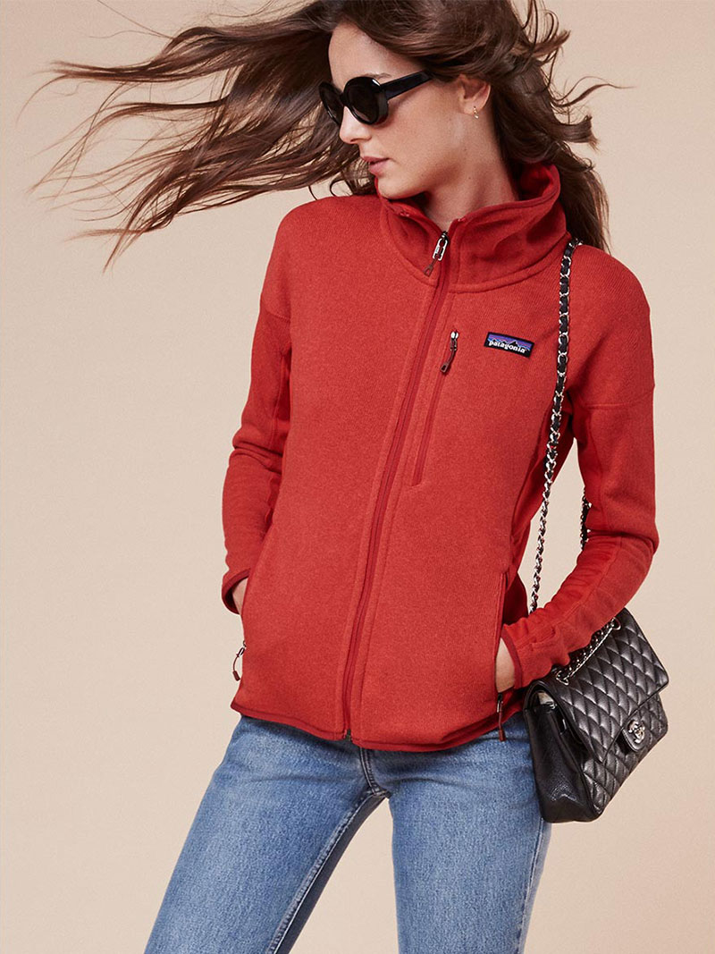 Reformation Patagonia Better Sweater Fleece Jacket in French Red