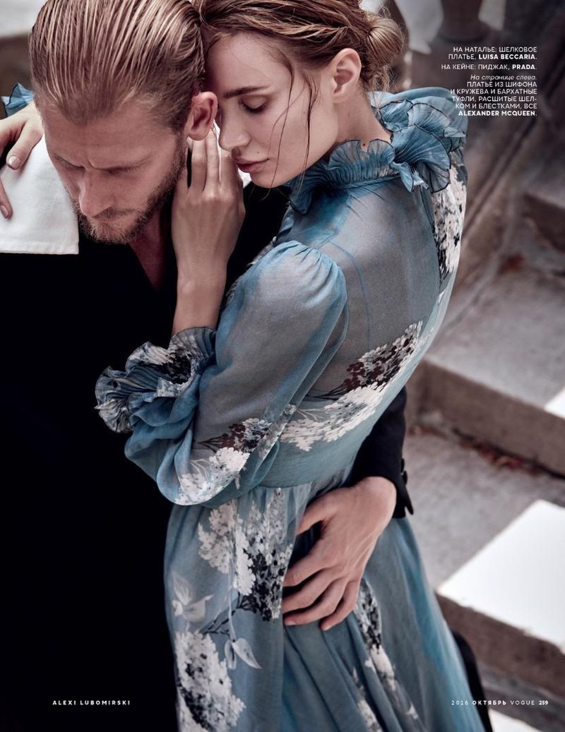 The model poses in romantic looks for the fashion editorial
