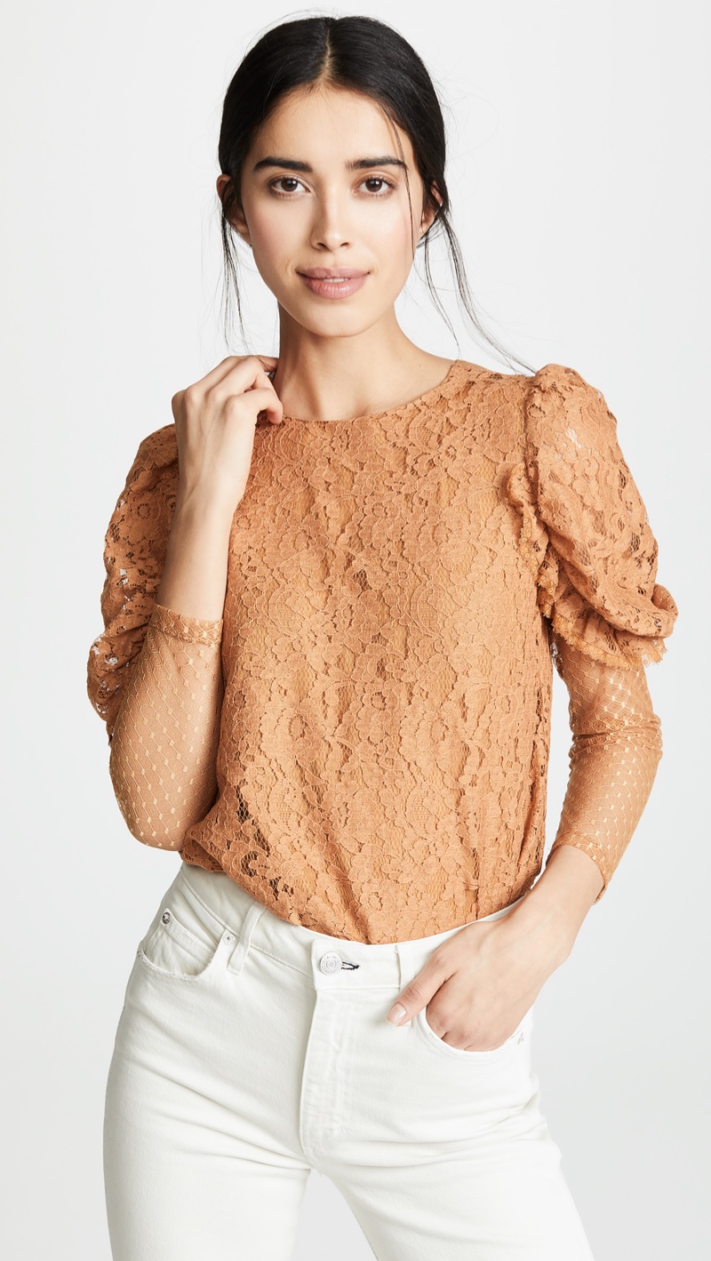 See by Chloe Lace Blouse in Smooth Brown $345
