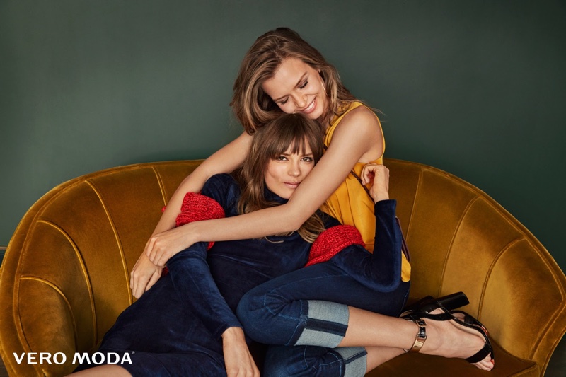 Josephine Skriver and Caroline Brasch Nielsen share an embrace for Vero Moda’s fall-winter 2016 campaign