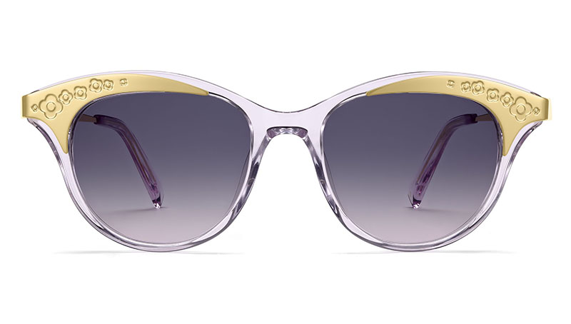 Warby Parker x Leith Clark Christabel Sunglasses in Lavender Crystal with Violet Gradient Lenses $145