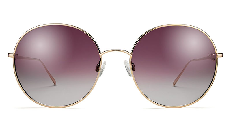 Warby Parker x Leith Clark Wilding Sunglasses in Polished Gold with Flash Mirrored Violet Lenses $145