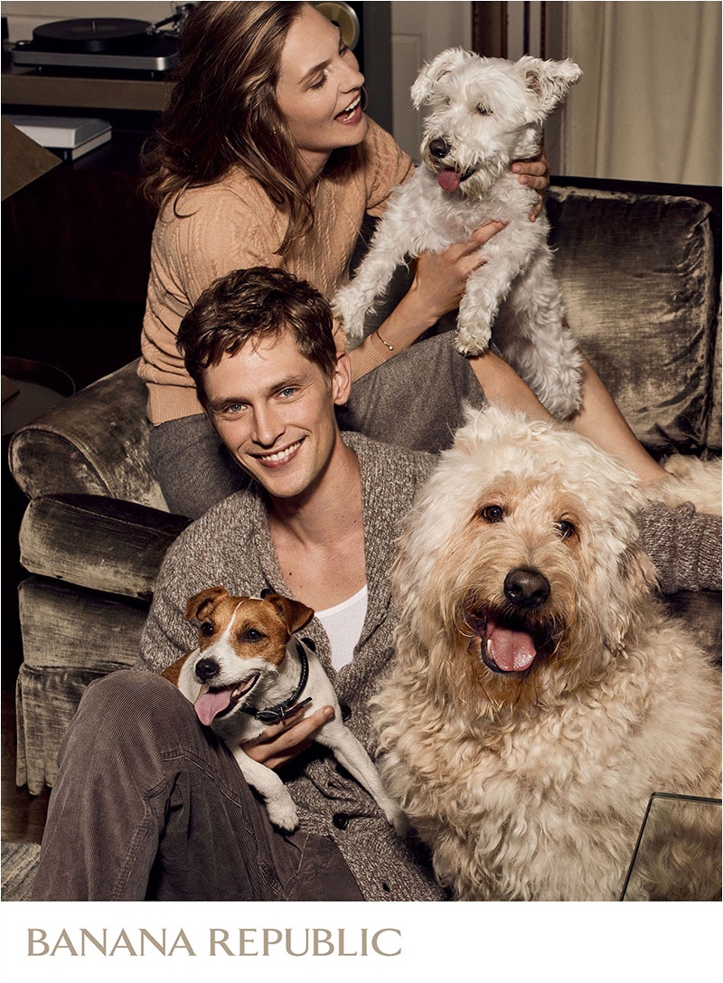 A trio of adorable dogs appear in Banana Republic's holiday 2016 campaign