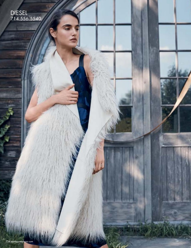 Embracing a furry style, Blanca Padilla models Diesel