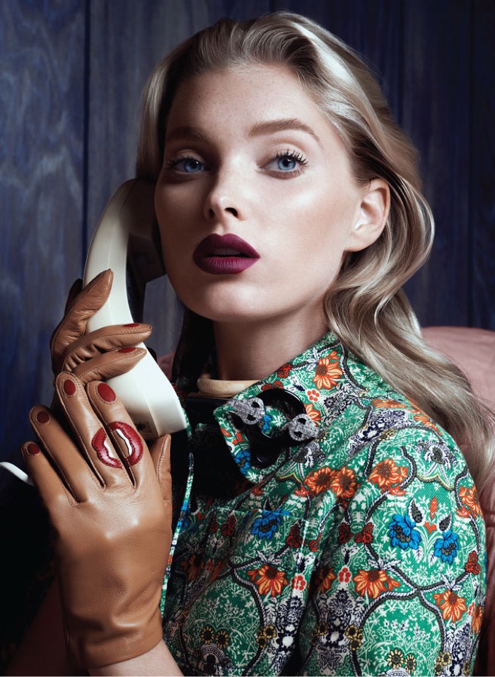 Model Elsa Hosk channels Alfred Hitchcock heroines in the beauty editorial