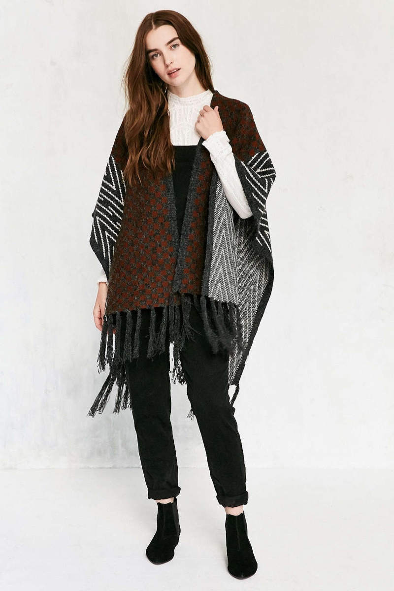 Urban Outfitters Geo Knit Poncho
