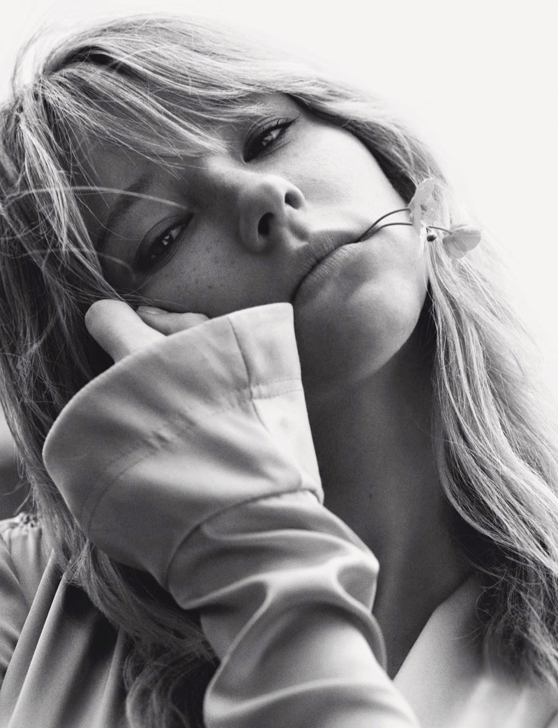 Actress Haley Bennett gets her closeup in this black and white image