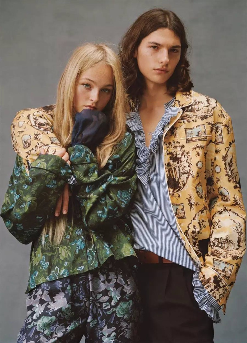Jean Campbell and Alex Dragulele wear Burberry prints for the fashion editorial