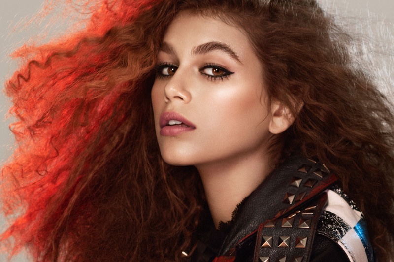 Model Kaia Gerber wears 1980's inspired makeup look for Marc Jacobs Beauty