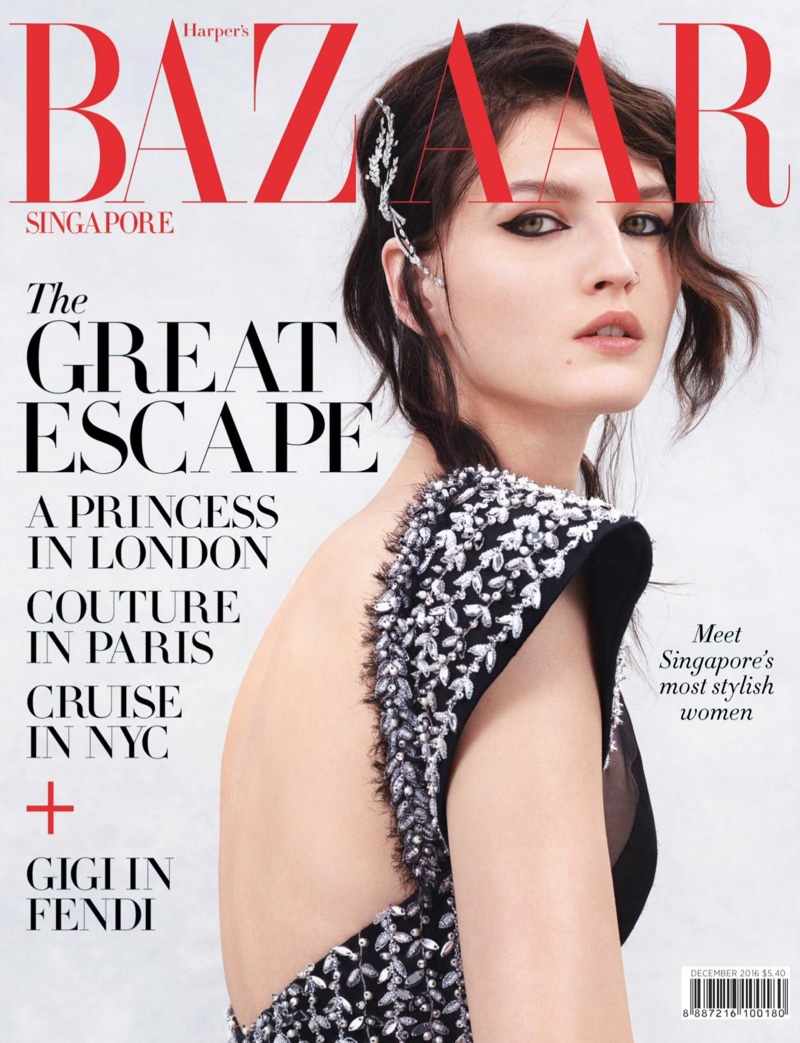 Katlin Aas on Harper's Bazaar Singapore December 2016 Cover