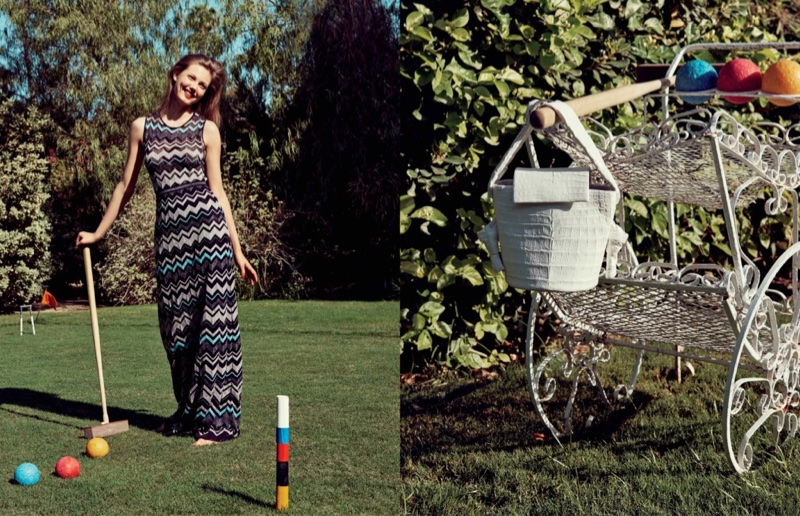 M Missoni Zigzag-Knit Metallic Maxi Dress (Left) Bucket Tie Flap-Top Crocodile Bag (Right)