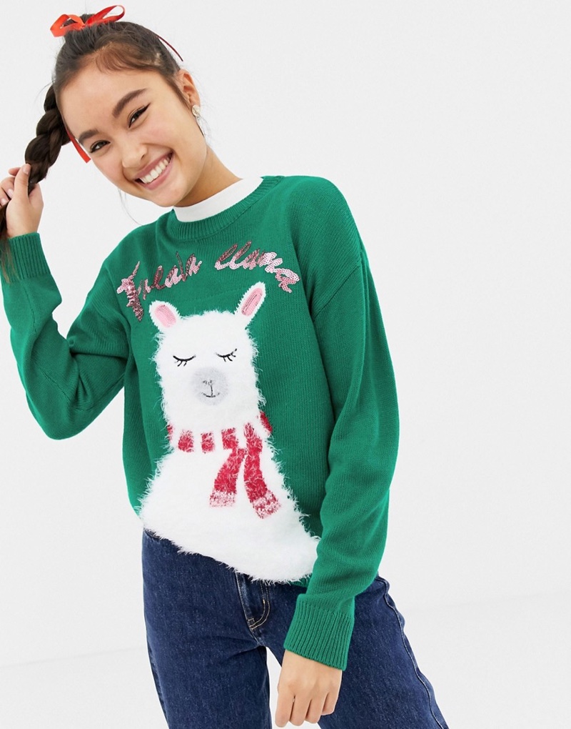 New Look Llama Holidays Sweater $32