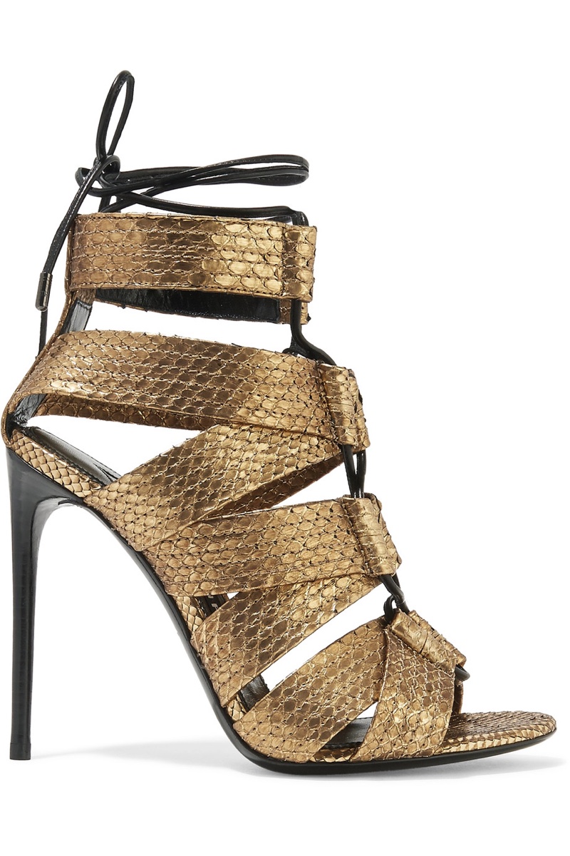 Tom Ford Lace-up Metallic Python Sandals $1,950