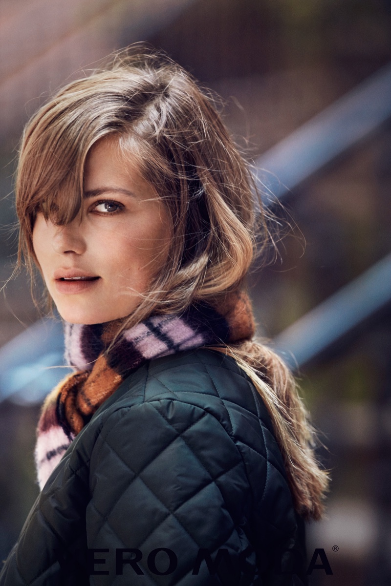Wearing a long scarf, Caroline Brasch Nielsen stars in Vero Moda's winter 2016 campaign
