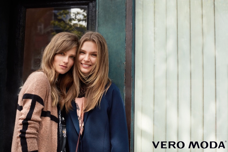 All smiles, Caroline Brasch Nielsen and Josephine Skriver appear in Vero Moda's winter 2016 campaign