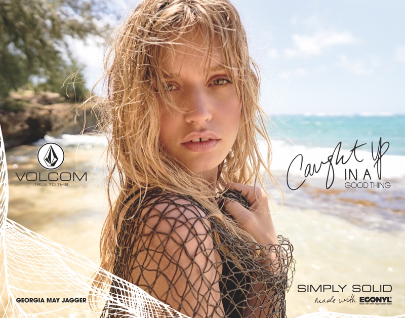 Georgia May Jagger gets caught in a net for Volcom’s latest swim campaign
