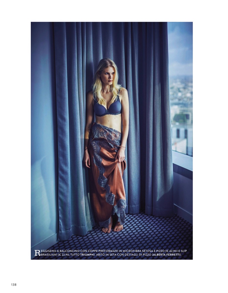 Model Yulia Terentieva poses in lingerie looks for fashion editorial