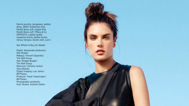 Alessandra Ambrosio Rocks Edgy Denim Looks for Harper’s Bazaar Singapore