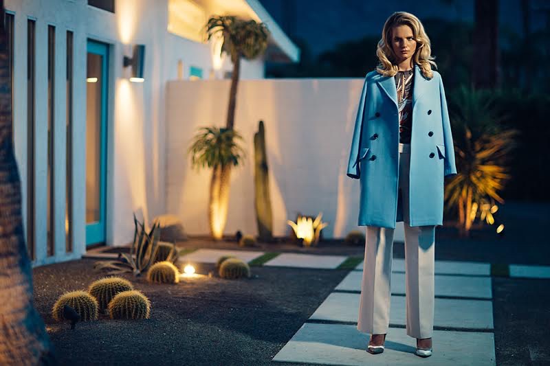 Anmari Botha wears Dior coat with Dorothee Schumacher blouse and pants, and Sara Melissa heels