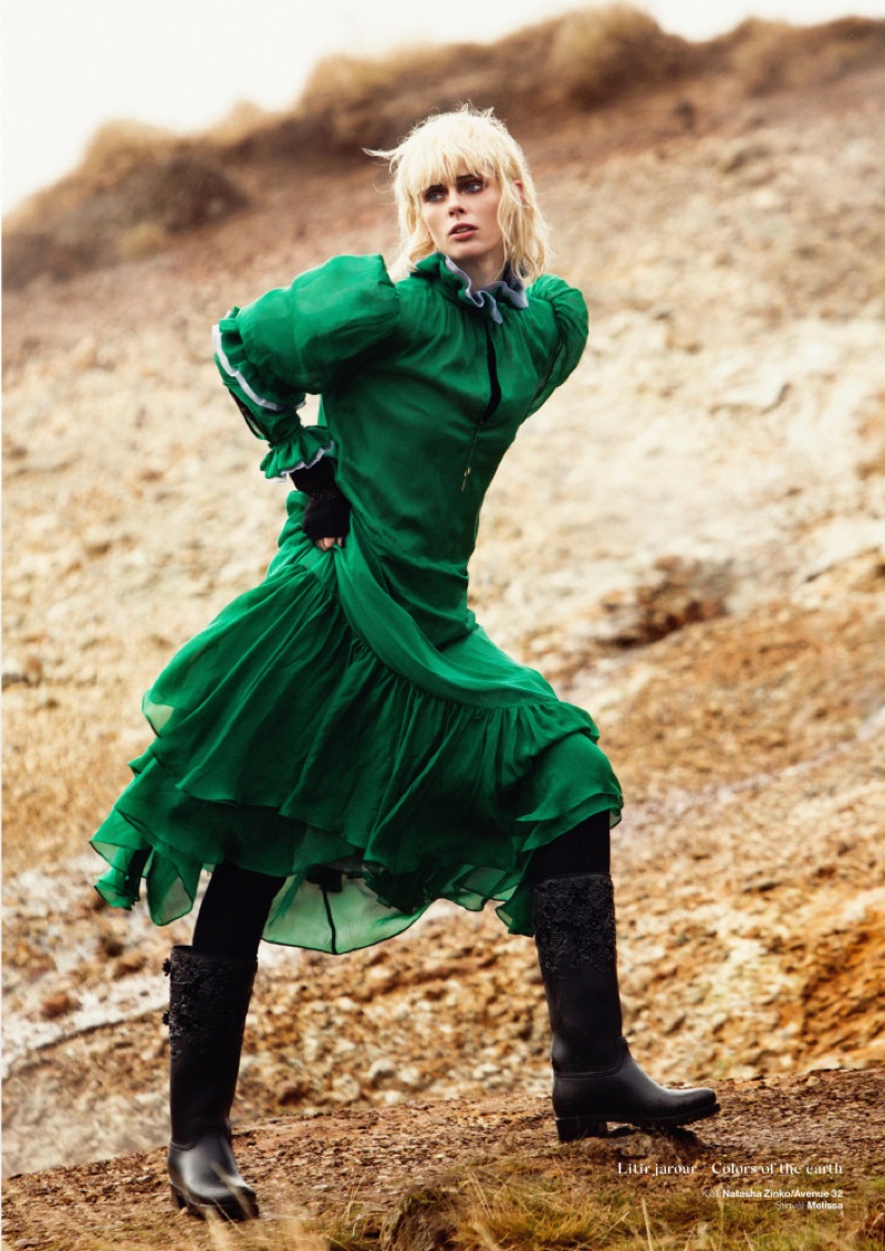 Coco Rocha models Natasha Zinko dress and Melissa boots