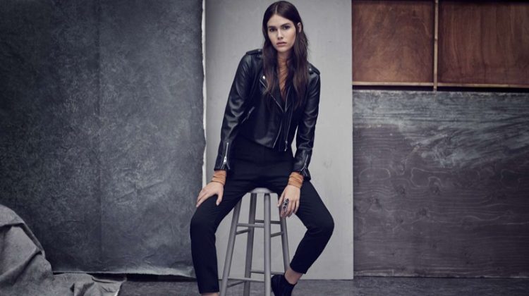 H&M Biker Jacket, Draped Bodysuit and Ankle-Length Suit Pants