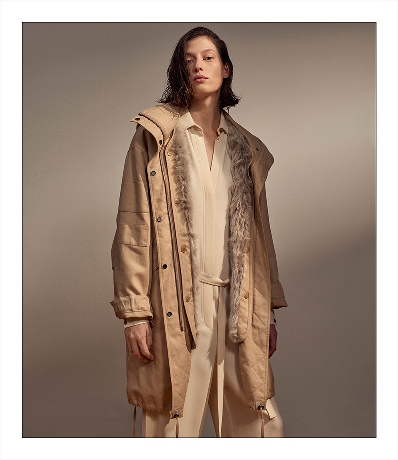 Helmut Lang Shearling-Lined Hooded Parka and Crepe Belted Jumpsuit