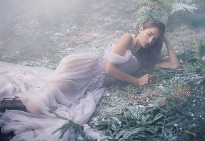 Looking ethereal, Josephine le Tutour wears Valentino Haute Couture gown