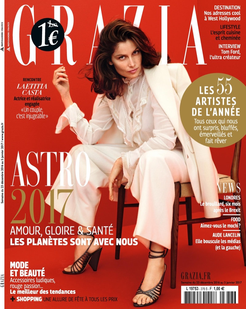 Laetitia Casta on Grazia France December 23, 2016 Cover