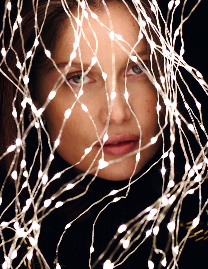 Lighting up the page, Laetitia Casta poses in a closely cropped shot