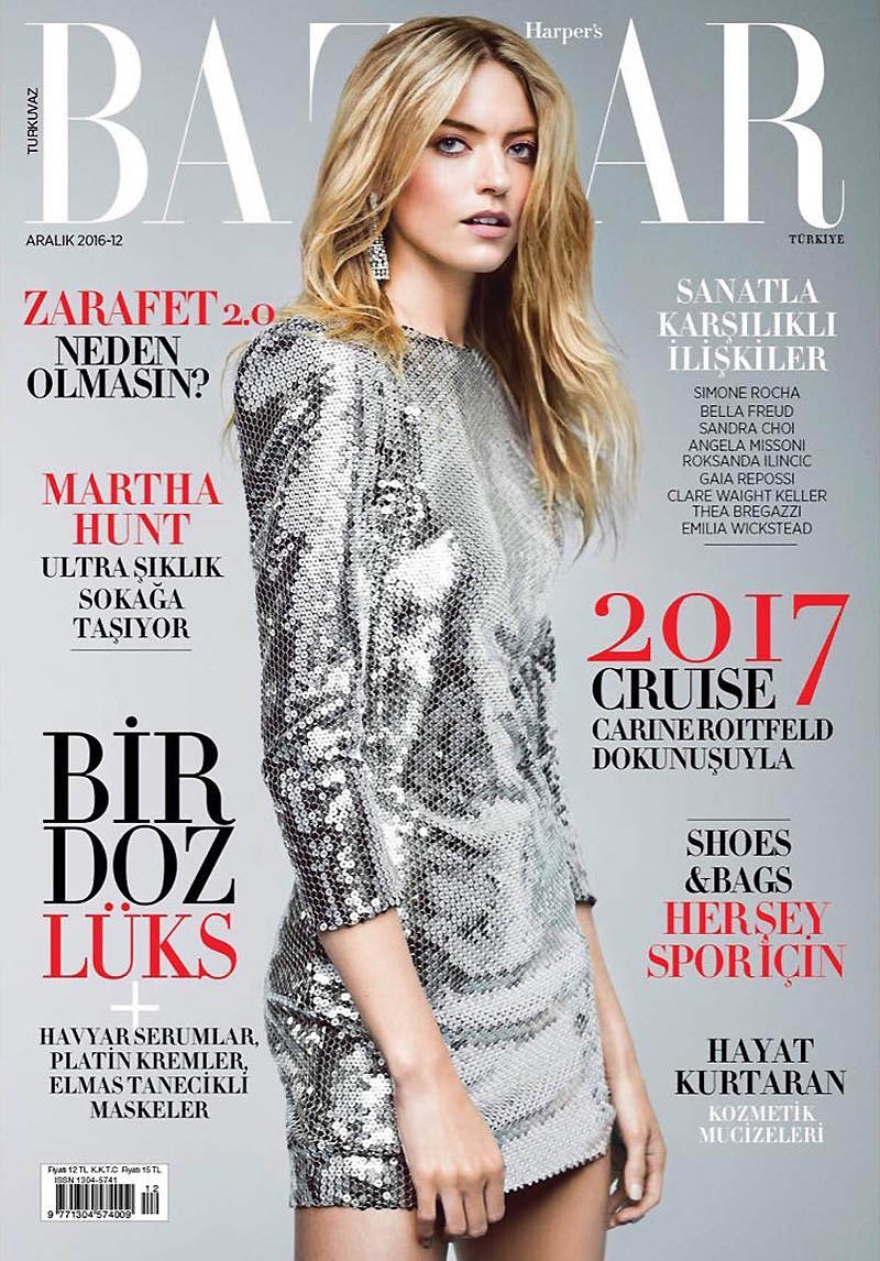 Martha Hunt on Harper's Bazaar Turkey December 2016 Cover