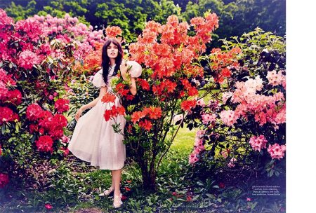 Meghan Collison Poses in the 'Field of Dreams' for Harper's Bazaar UK Meghan Collison wears silk dress with crystal necklace and belt from Dolce & Gabbana