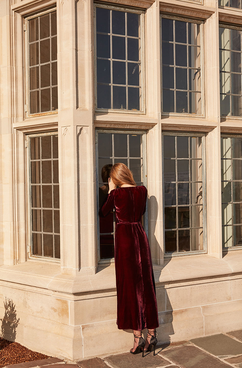 Reformation Grenache Dress in Garnet