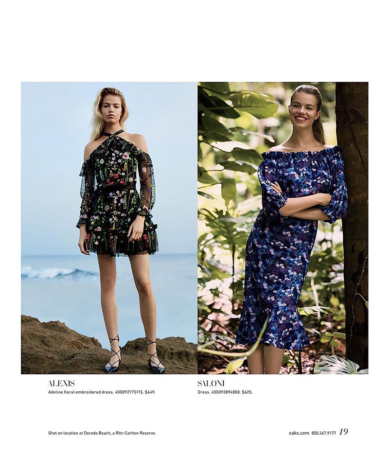 (Left) Alexis Adeline Floral Embroidered Dress (Right) Saloni Grace Silk Off-the-Shoulder Dress