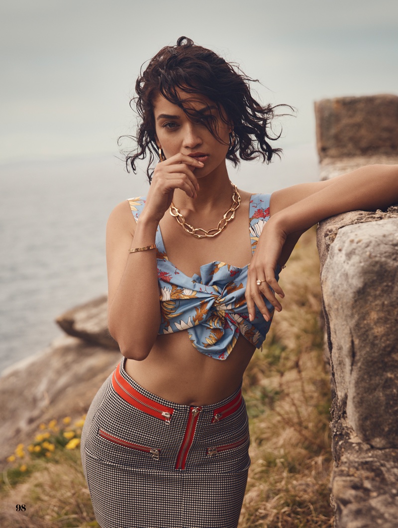 Flaunting her figure, Shanina Shaik wears Zara top and Isabel Marant skirt