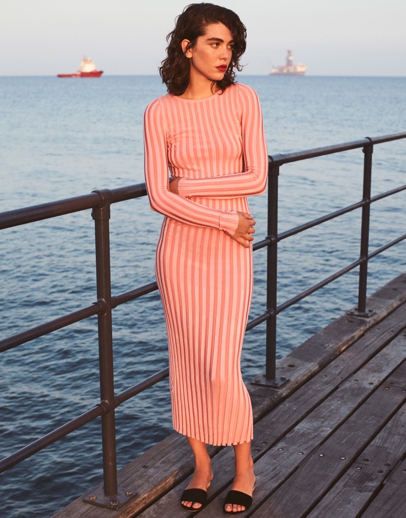 Steffy Argelich models striped Altuzzara dress