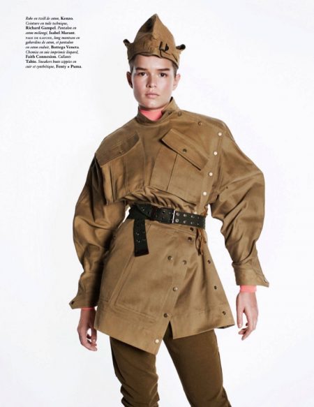 Anna Ewers Takes on Military Inspired Looks for Vogue Paris