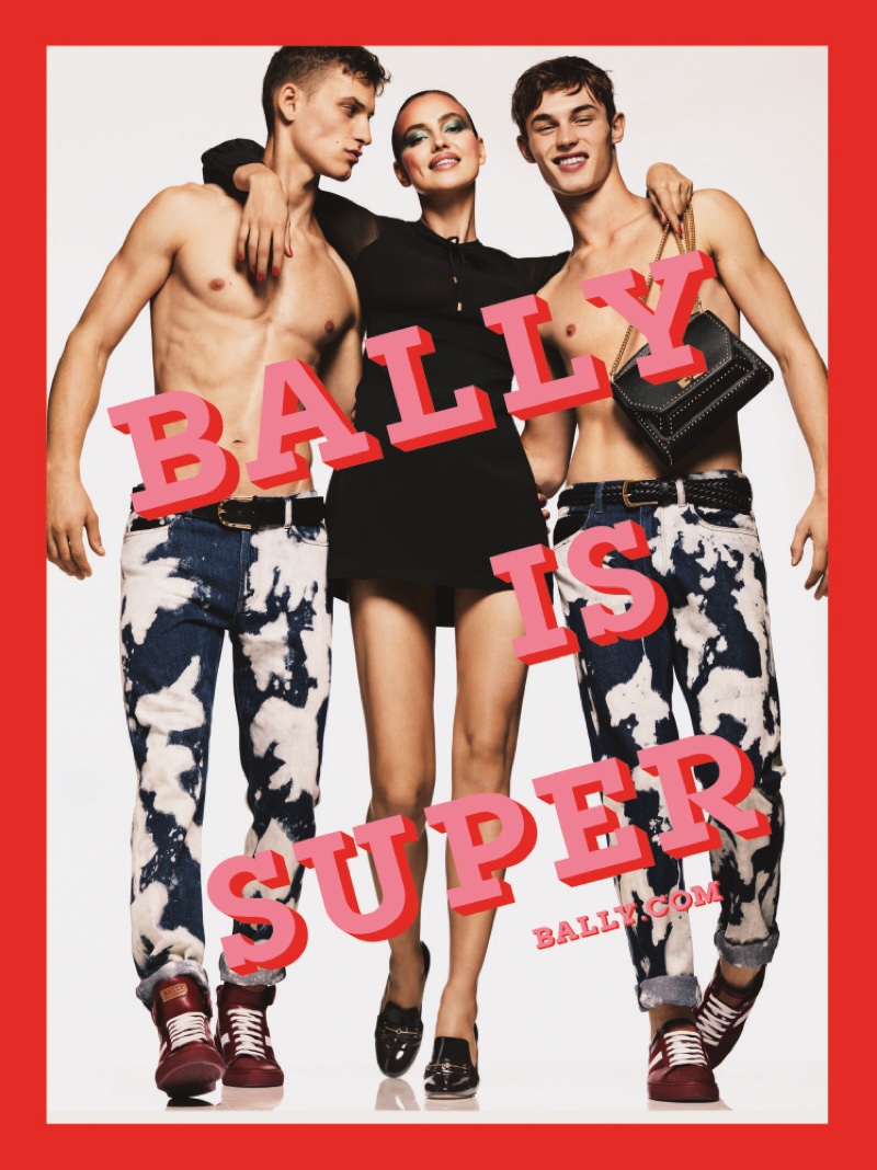 Kit Butler, David Trulik and Irina Shayk appear in Bally’s spring 2017 advertising campaign