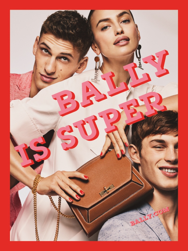 An image from Bally’s spring 2017 campaign featuring Irina Shayk, Kit Butler and David Trulik