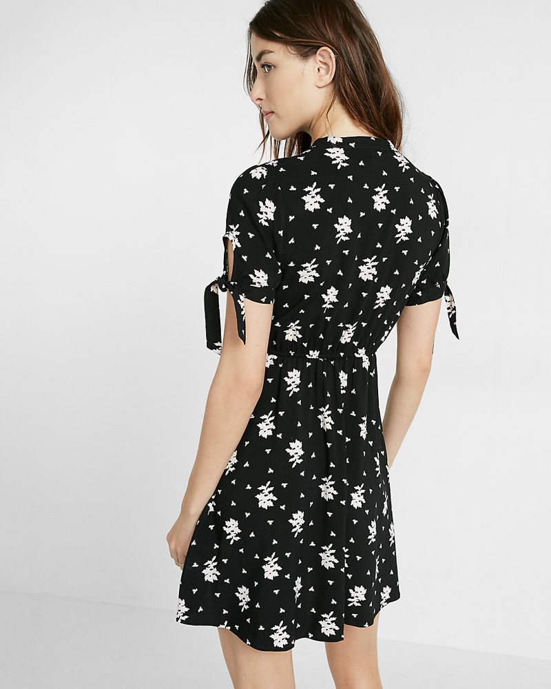 This floral print button front fit and flare dress can easily be dressed up or down
