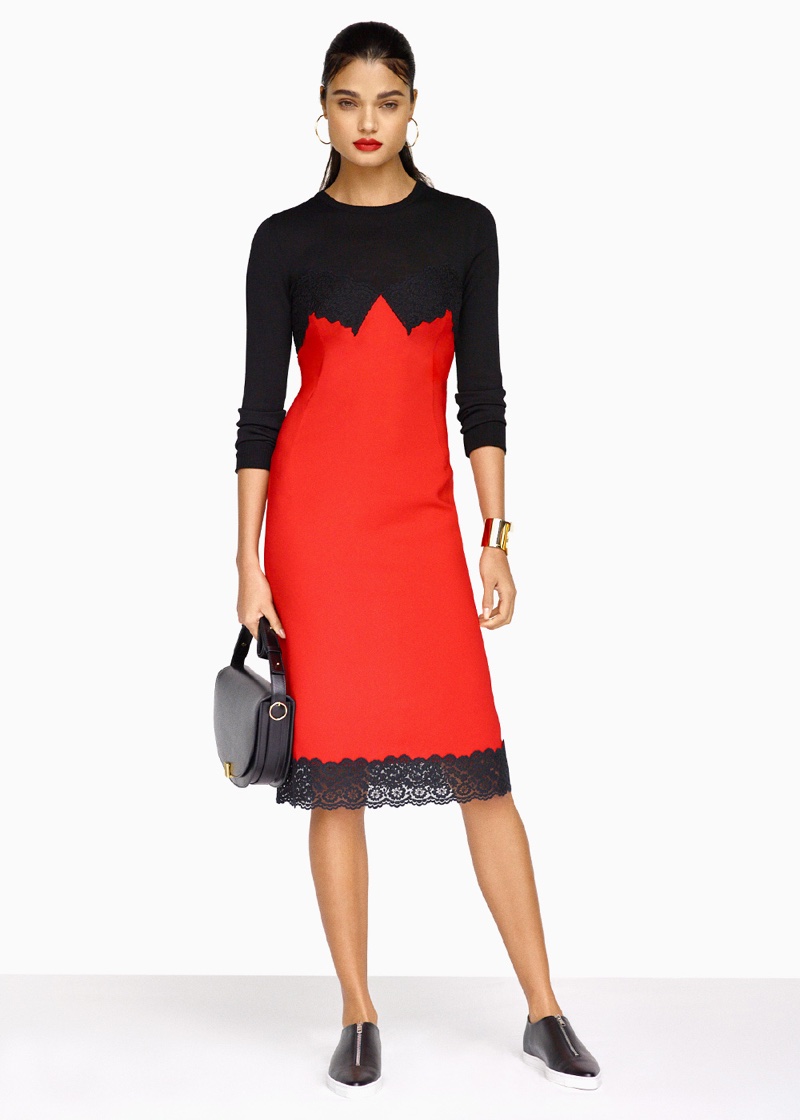 Altuzarra Debbie Dress, Stella McCartney Zip Loafers, Victoria Beckham Half Moon Box Bag, Maria Black Orion Maxi Hoop Earrings and Givenchy Geometric Round Bracelet